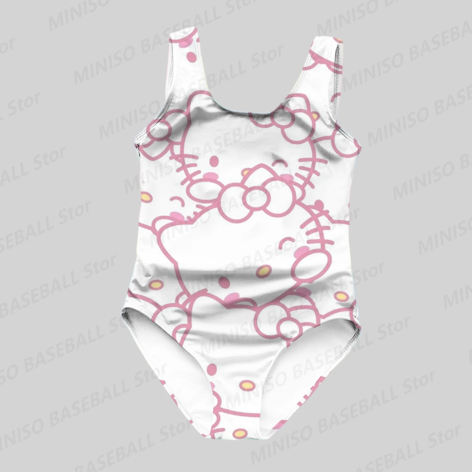 New Summer Sanrio Girl One-piece Swimsuit Hello Kitty Red Bow Pink Pattern Swimsuit Children/Adult Cute Cartoon Women\'s Swimsuit