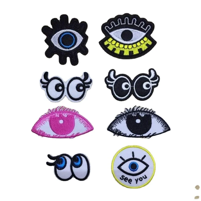 50pcs/Lot Luxury Fashion Pink Eyes Anime Embroidery Patch Backpack Handbag Clothing Decoration Accessory Craft Diy Appliques