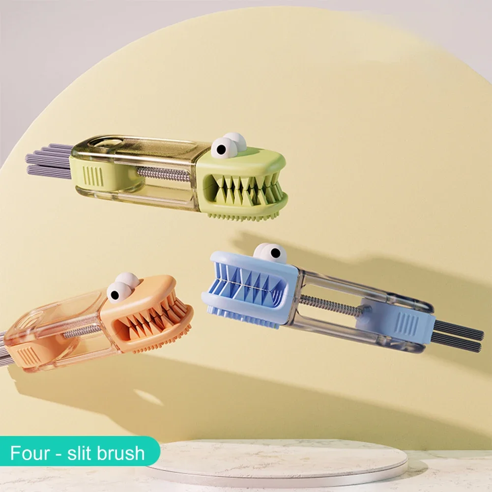 

1 Pcs Version Of Three-in-one Cup Lid Cleaning Brush Small Crocodile Cup Lid Brush Groove Gap Cleaning Thermal Water Cup Brush