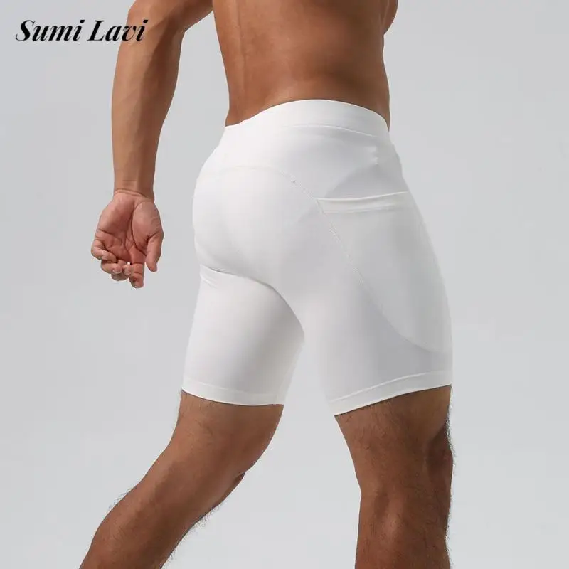 

Повседневные мужские эластичные тонкие шорты, весенне-летние дышащие узкие шорты-капри из ледяного шелка для мужчин, эластичные шорты с карманами