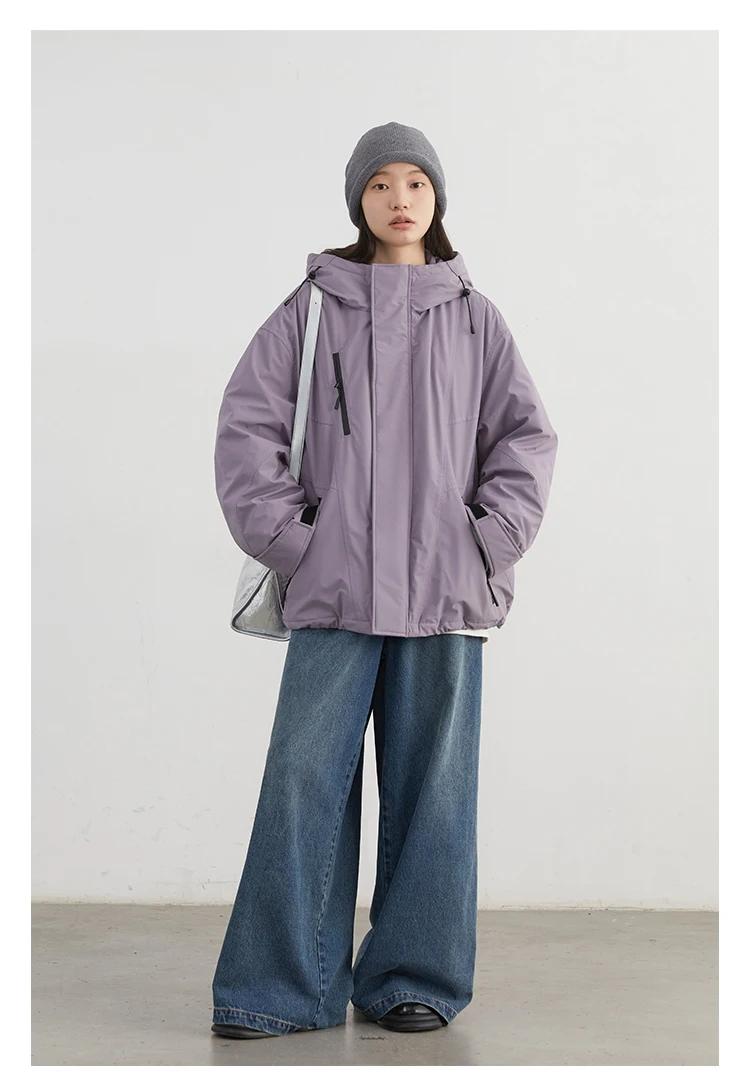 CHIC VEN Women Down Jacket Loose Outdoor Stand Up Collar Hooded 90 White Duck Down Lady Sport Coat Winter 2024 Female Clothing