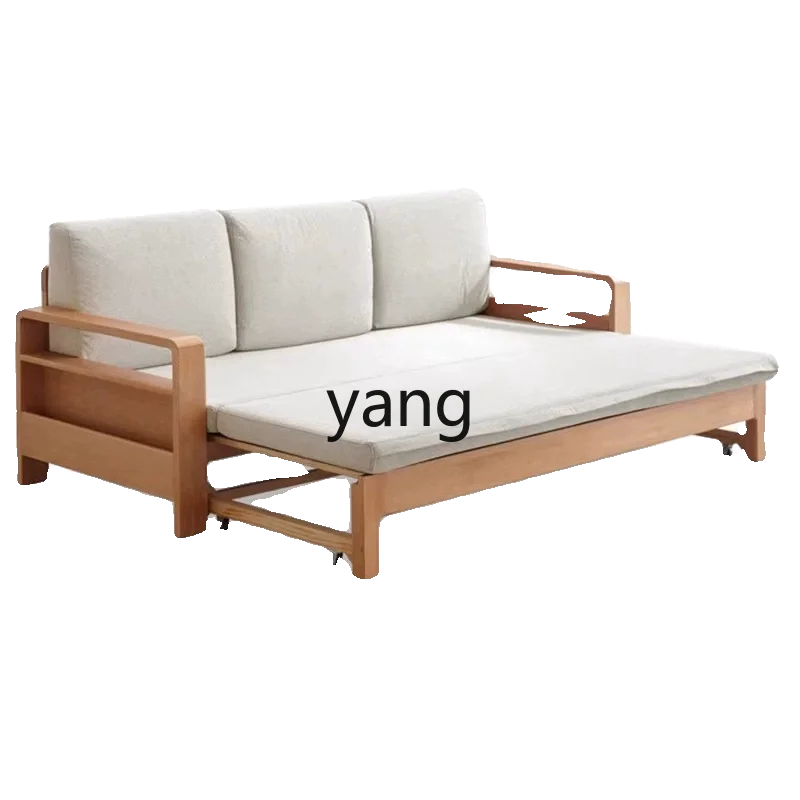 Yhl Solid Wood Sofa Bed Nordic Living Room Oak Folding Sand