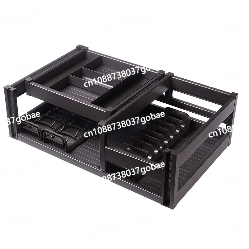 Aluminum Alloy Drawer House Dish Rack Double-Layer Drawer Bowl Dish Pot Basket