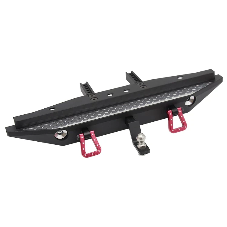 Hot Racing TRXF03WRA01 Black Alum Diamond Plate Rear Bumper w/ LED & D-Ring for 1/10 TRX-4/SCX10 II