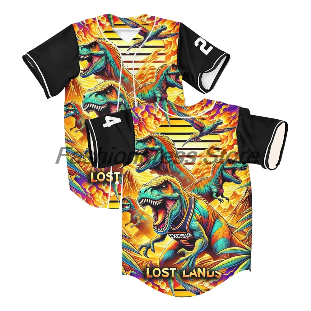

Excision Lost Lands Rave Baseball Jersey Edm Festival Merch Short Sleeve Button-up Shirts Women Men Streetwear Tops