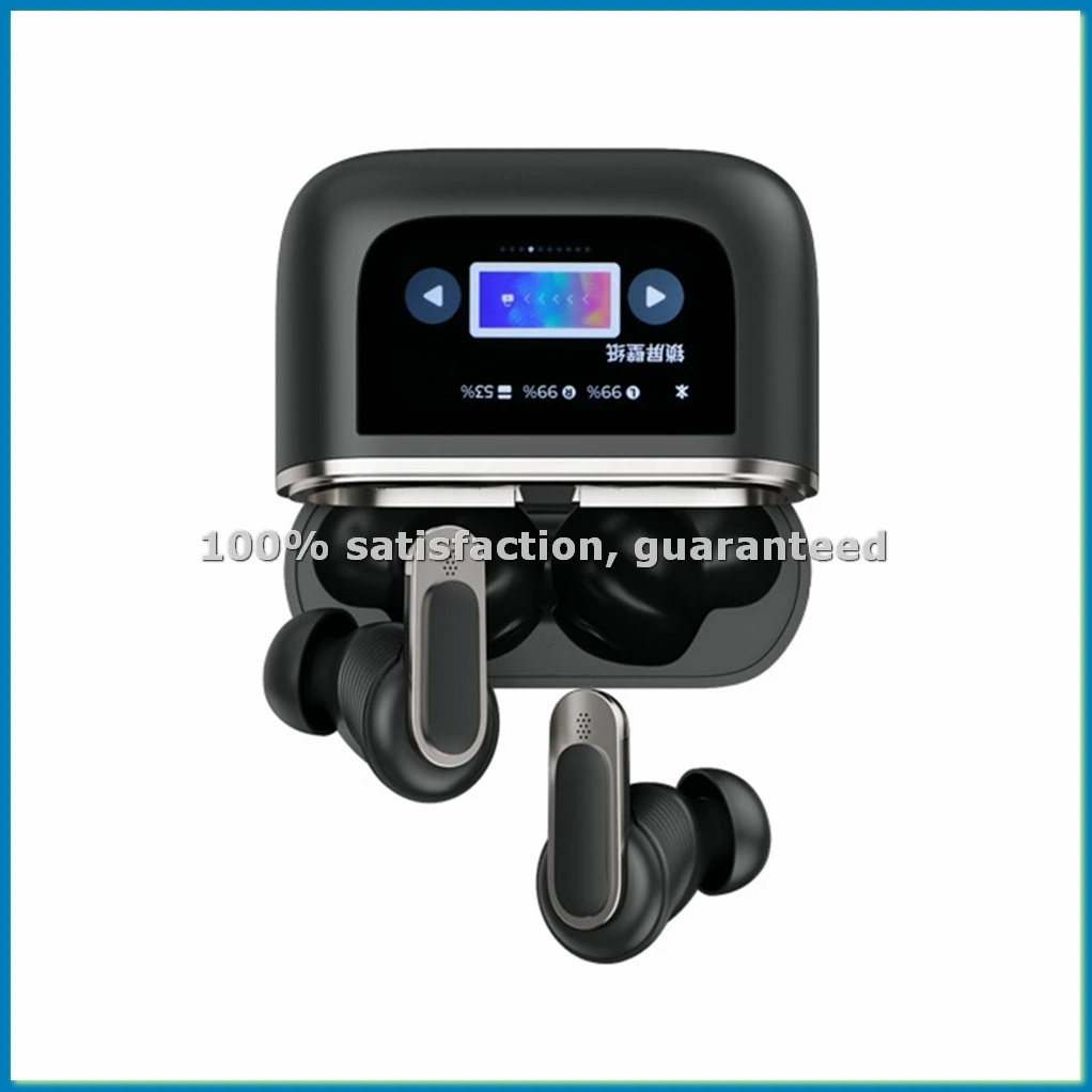 V8 Wireless In-Ear Headphones Earbuds ANC Noise Cancelling Headphone in Ear Touch Screen Controls Headset Black-ABWO
