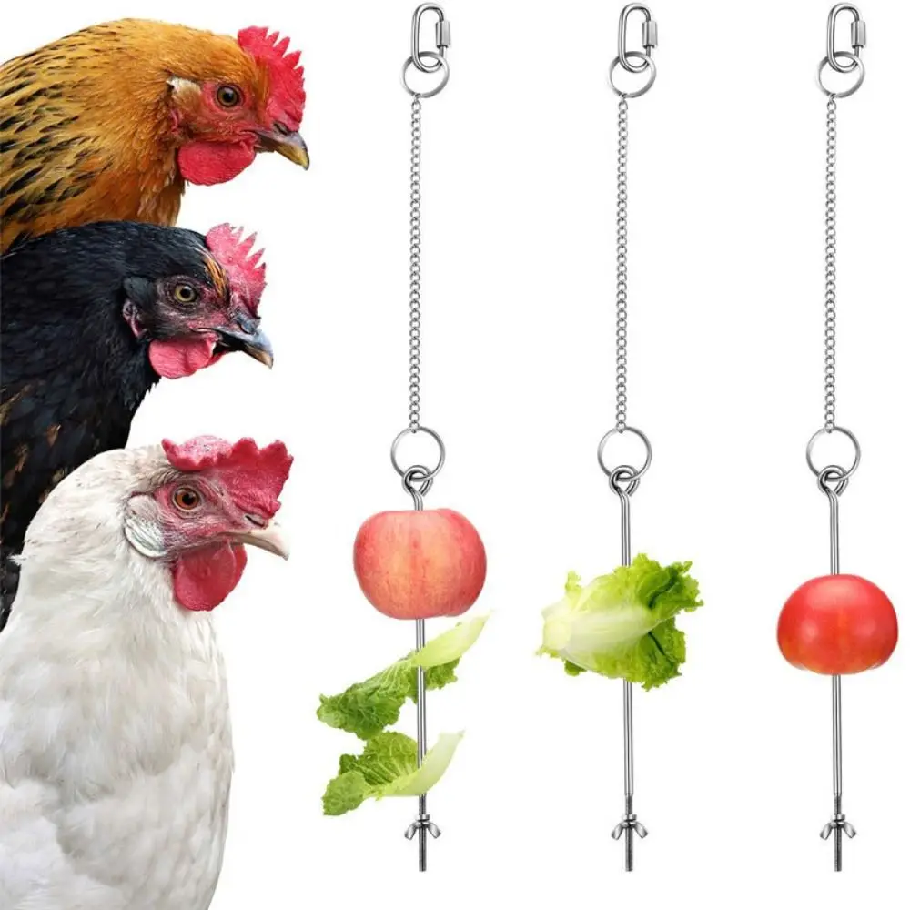 

Stainless Steel Chicken Veggies Skewer Adjustable Length Rust-proof Bird Cage Food Holder Creative Keep Clean