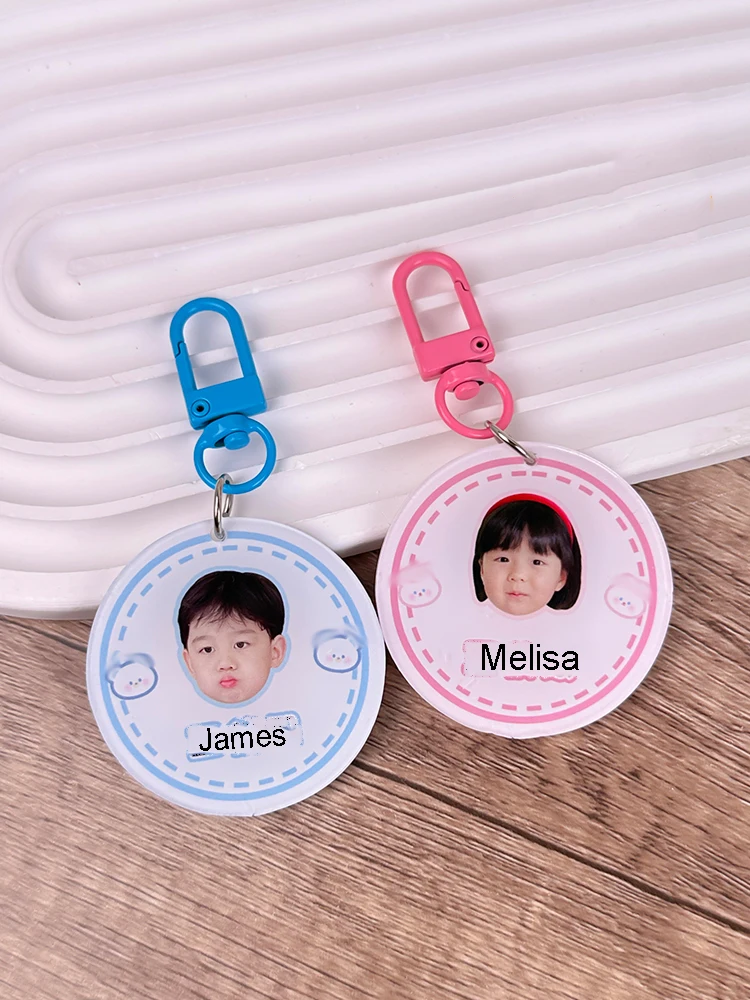 Customized Acrylic Cartoon Pendant Photo Name Tag For Students Hanging On Schoolbag Personal Name Tag For Kids School Supplies