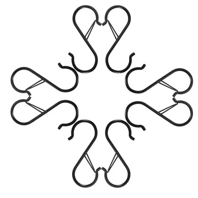 DTA4 48PCS S Hooks Heavy Duty Locking Clip for Hanging Kitchen Utensil Closet Rod Plants Pots Storage, Black