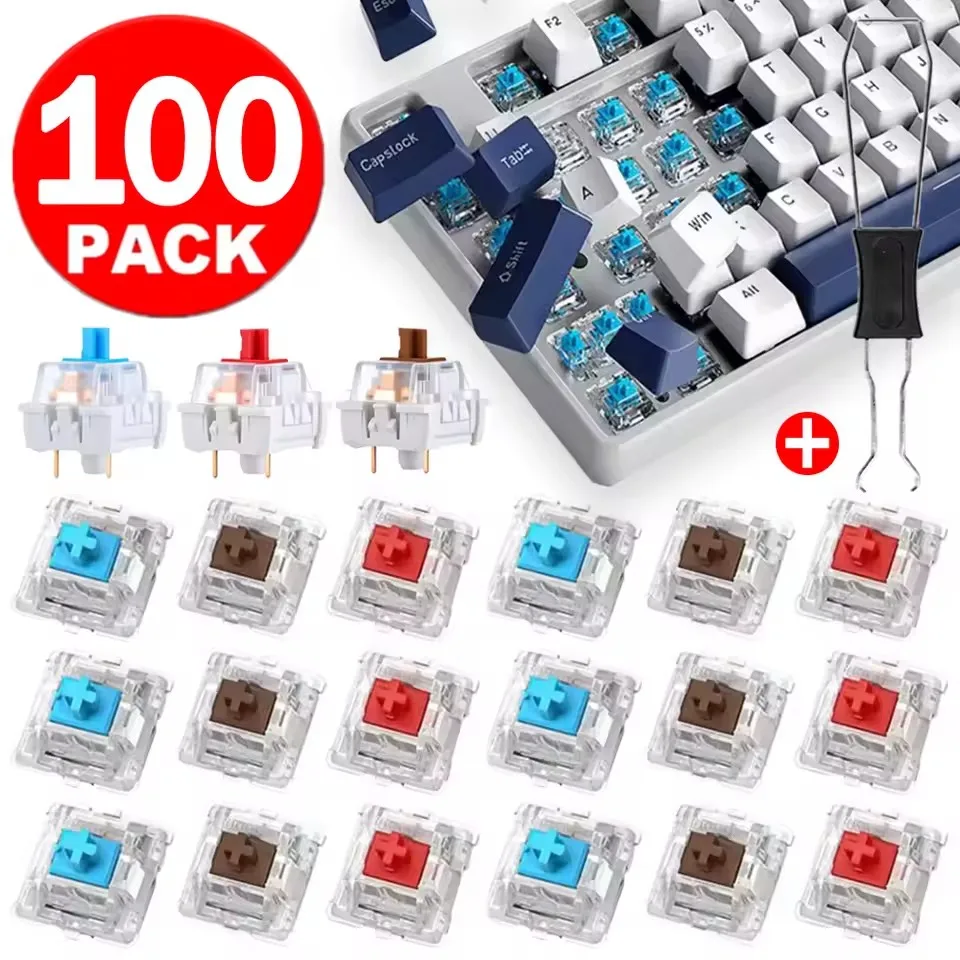 10/30Pcs 3Pin Replacement Mechanical Keyboard Switch Blue Red Brown Color DIY Keyboards Clicker Key for LED Gaming Keyboards