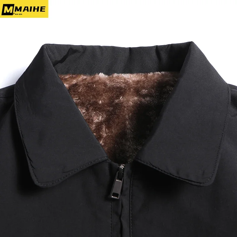 2024 New Winter Men's Jacket Lapel Wool Lined Business Formal Coat Men's Brand Fashion Clothing Windproof Warm Men's Parka M-5XL