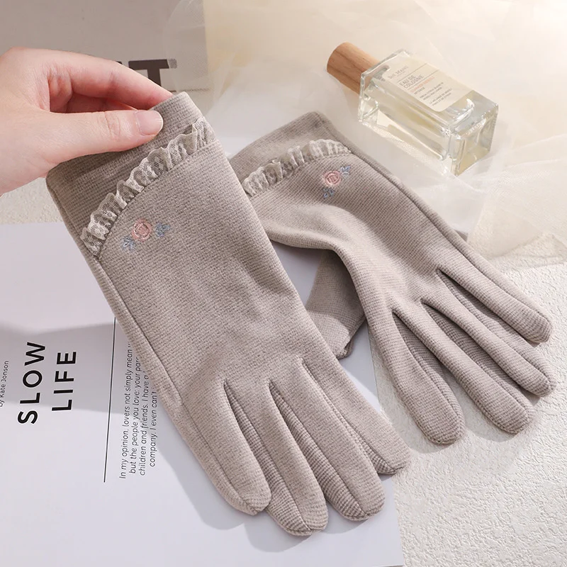 Non Slip Touch Screen Gloves Thin for Spring Autumn Breathable Warm for Women Outdoor Electric Bike Riding