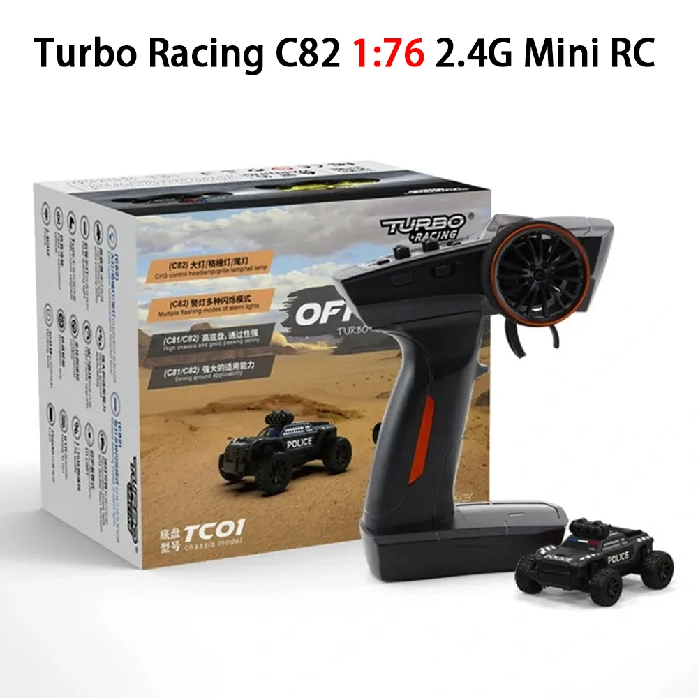 

Turbo Racing C82 1/76 2.4G Mini RC Car RTR Полицейский внедорожный грузовик - игрушка для взрослых и детей