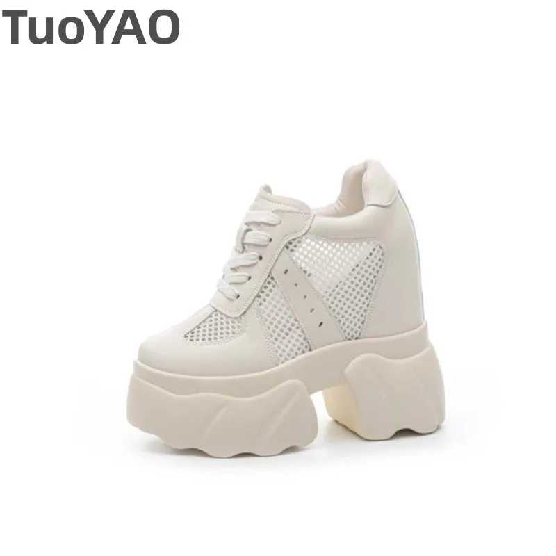 

Женские кроссовки на платформе 12 см из микрофибры и сетки, весна-лето, повседневные, на танкетке, новая модная вулканизированная обувь