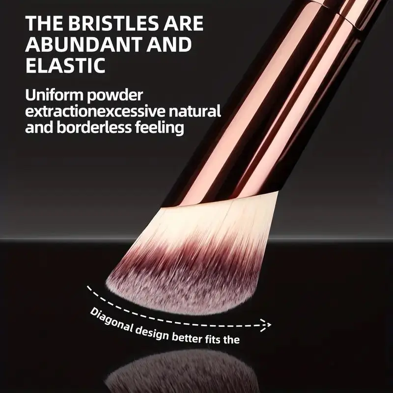 Soft Nylon Contouring Brush - Angled Top，Metal Handle, Alcohol-Free, Suitable for All Skin Types，portable travel