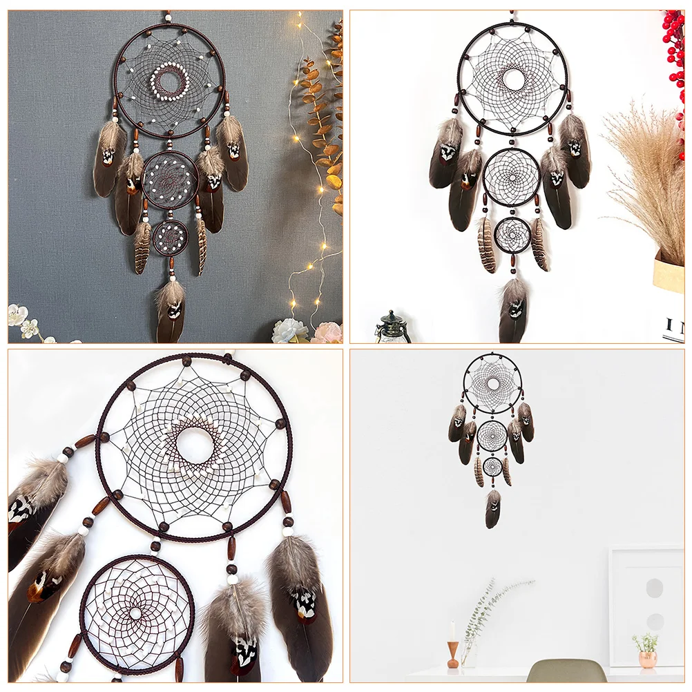 

Stylish Wall Hanging Decor Rustic Plumes Dream Catcher Ornament Home Room Decorations Bedroom Wall Art for Girls Adults Large
