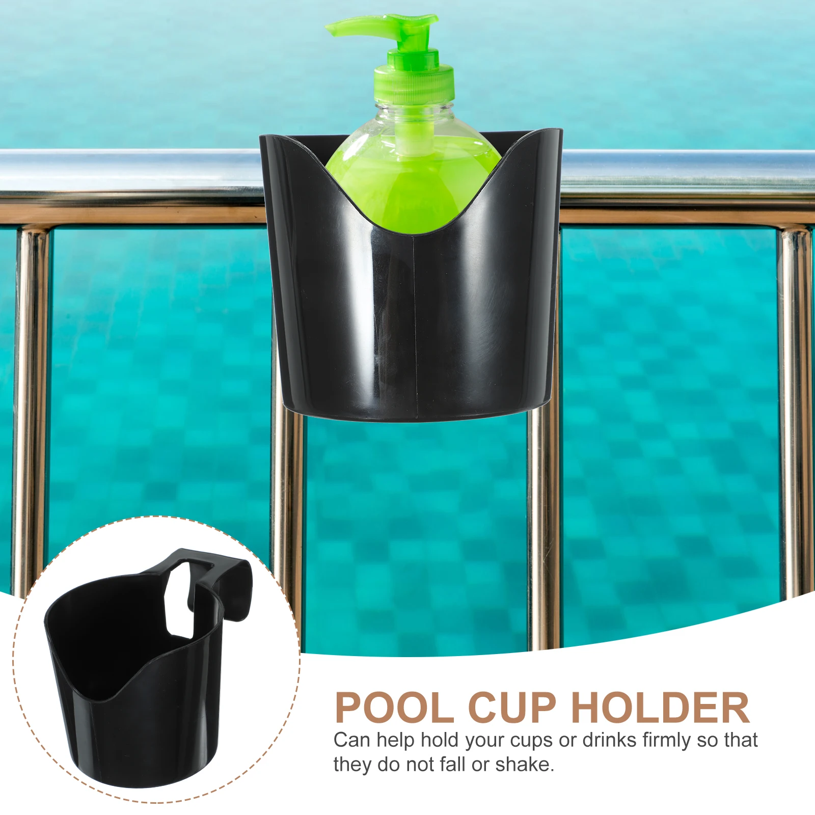 

6 Pcs Cup Holder Pool Cup Rack Black Plastic Beverage Rack Swimming Pool Kids Drink Glass Storage