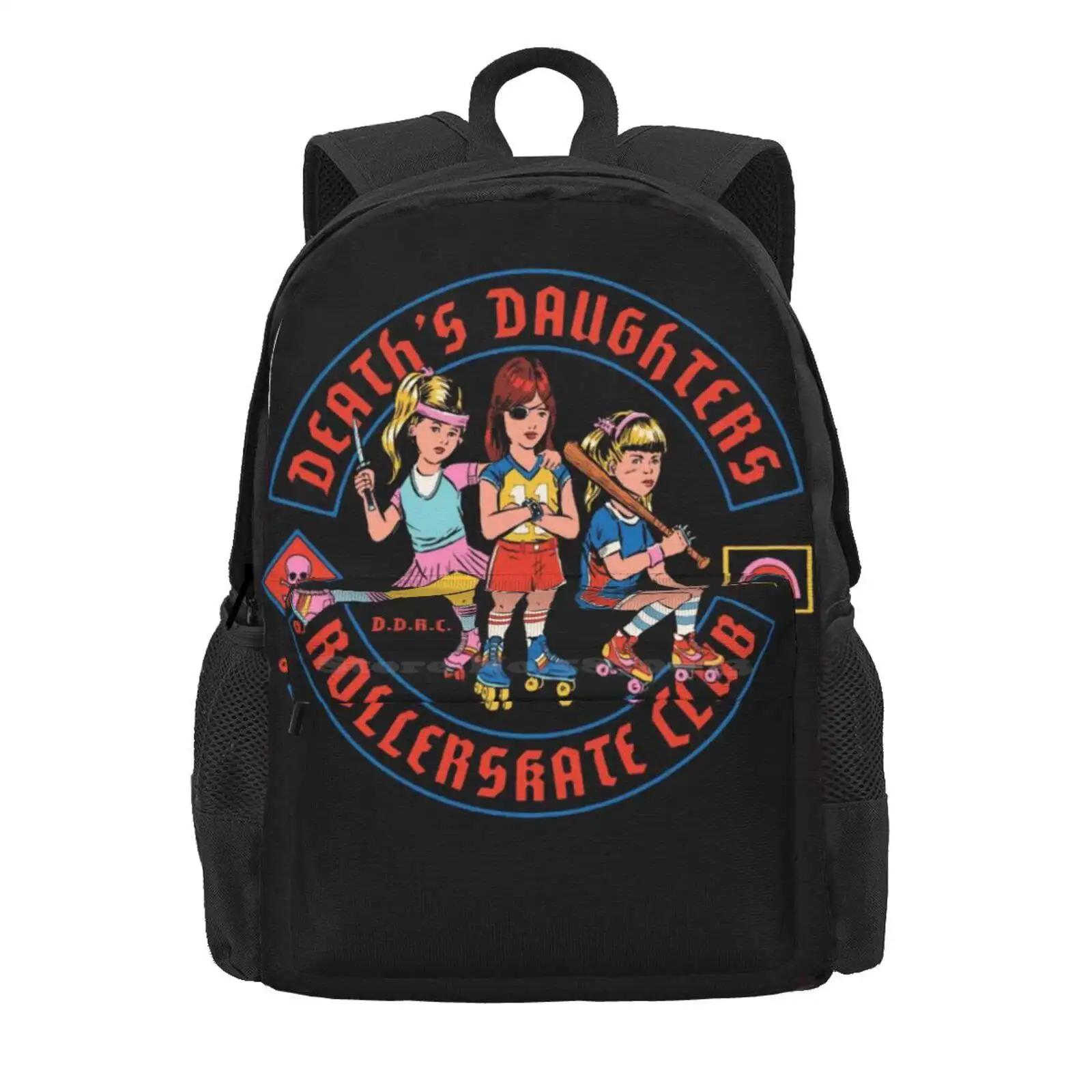 D.D.R.C. Hot Sale Schoolbag Backpack Fashion Bags Humor 80S Vintage Retro Roller Skate 70S Funny Roller Derby Girl Gang Tough