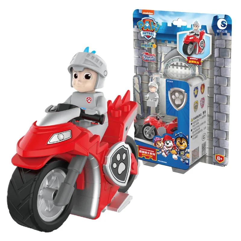 Genuine Paw Patrol Vehicle Chase Skye Marshall Pull Back Cars Playset Building Blocks Ryder Figure Children Toys Birthday Gifts