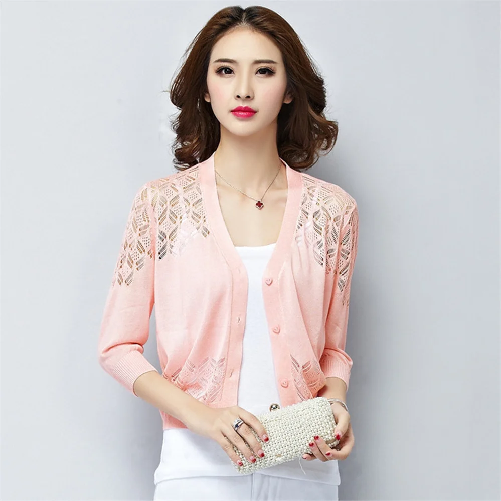 Autumn Summer Cardigan Women Lace Hollow Out Shawl Teenager Girls Knitted Sweater Female Cardigans Women Thin Coat Ladies Tops