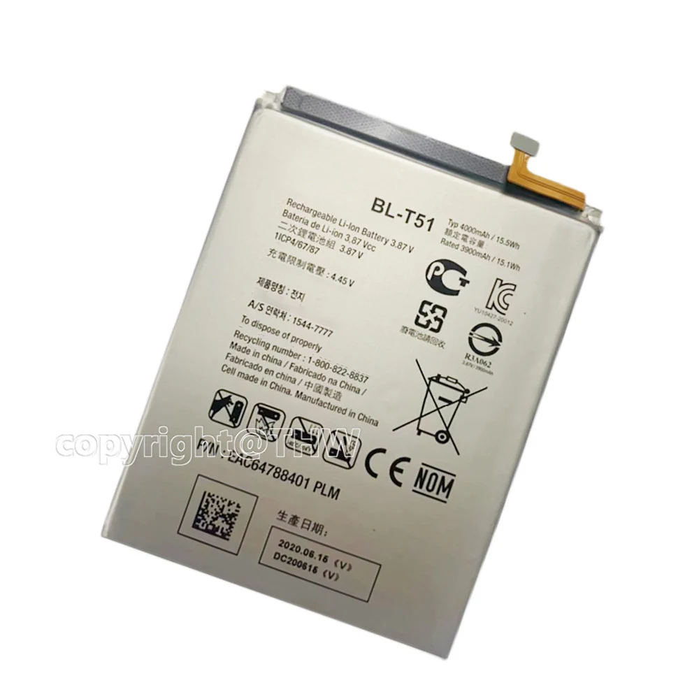 Original Replacement Battery BL-T51 4000mAh Battery For LG K42 K52 LMK420 LM-K420 LM-K420H LM-K420E LM-K420Y BL T51+Free Tools