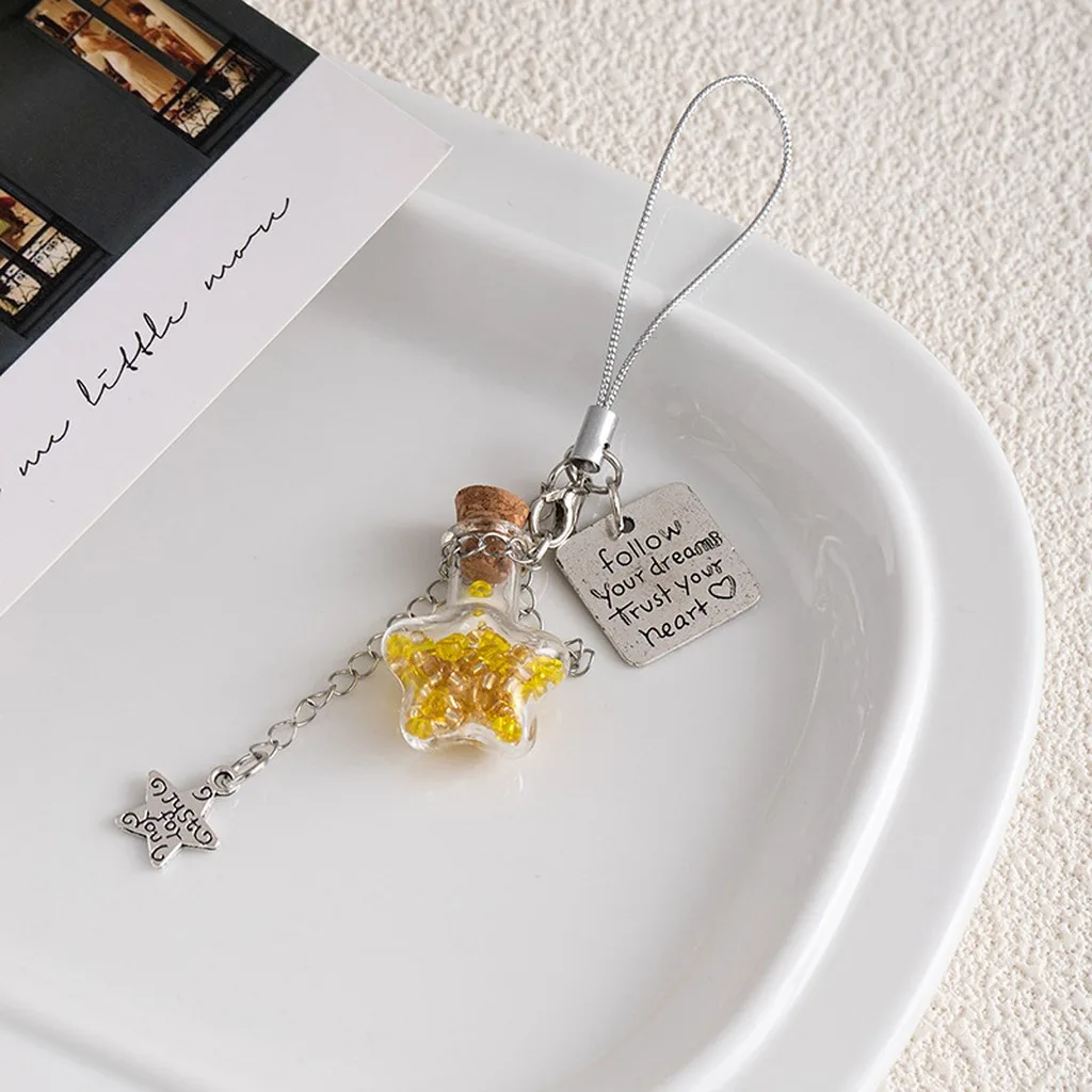 Alloy Mobile Charm Colorful Mobile Phone Straps Multi-Purpose Charm Lightweight Star Candy Wishing Bottle Chain For Mobile Phone
