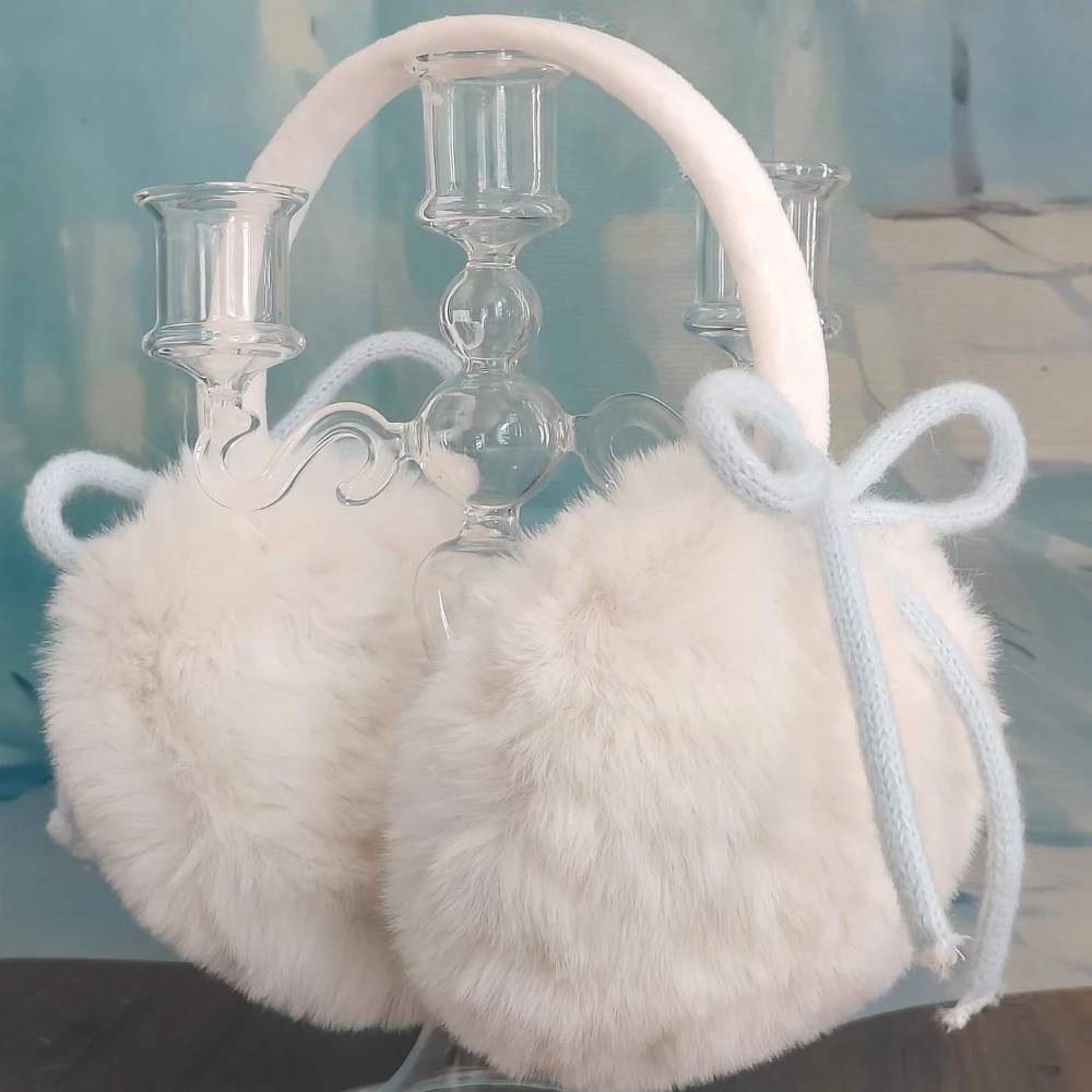 الكورية الفتيات بسيطة أفخم الأذن يفشل اليابانية Ins نمط الحلو فتاة الملحقات القوس وشاح دافئ لطيف تقليد أرنب الشعر وشاح