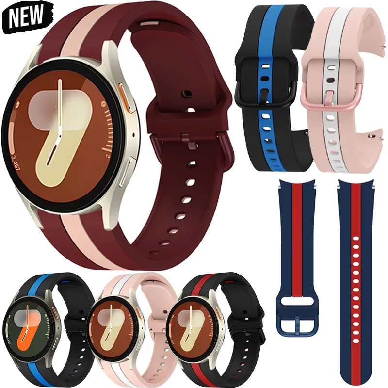 

Original Silicone Band For Samsung Galaxy Watch 7/6/5/4 44/40mm 5Pro 45mm Soft Bracelet Wristband Watch 4-6 Classic Strap Correa