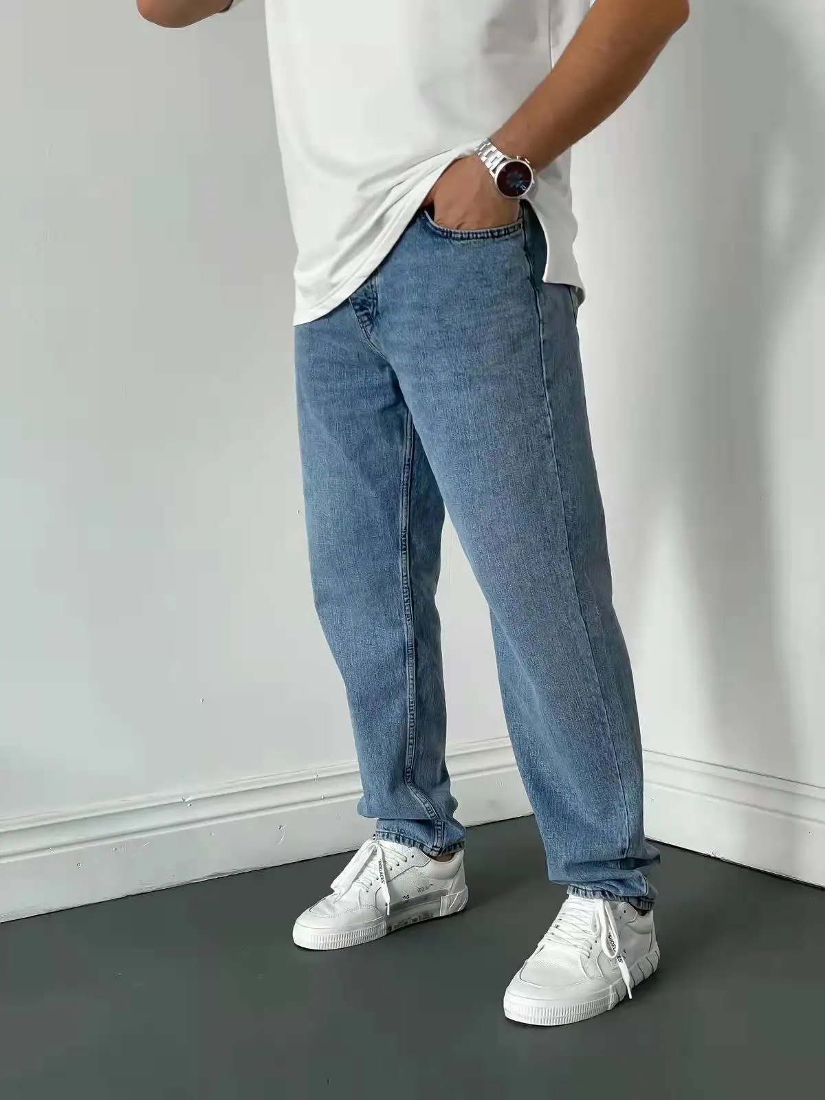 2025 Nieuwe Zakelijke Heren Jeans Casual Rechte Stretch Mode Klassieke Blauw Zwart Werk Denim Broek Mannelijke Merk Kleding S-3XL