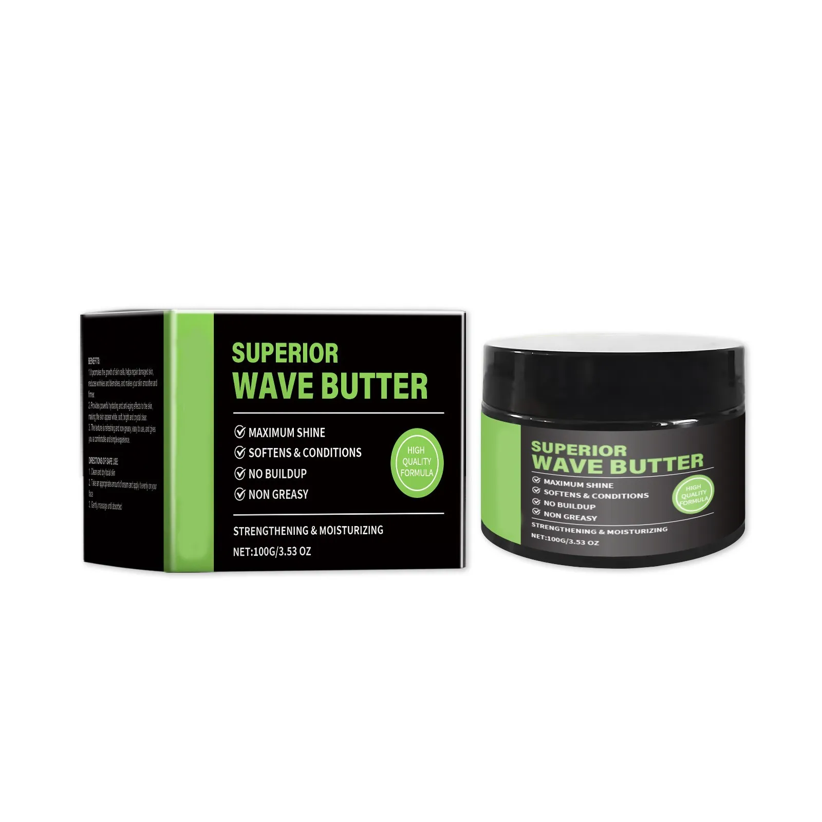 Grasa ondulada para hombres, brillo máximo, No grasa, suaviza las condiciones, No genera Shea, mandarina, cuidado de la mantequilla, crema para ondas del cabello