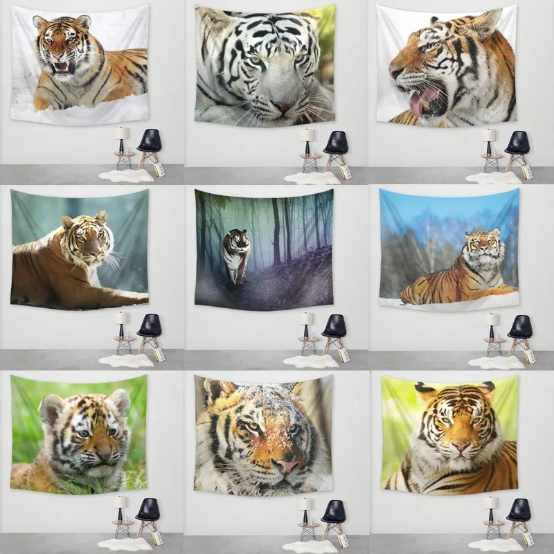 Tiger pattern background cloth forest style tapestry home decoration wall bedroom printed hanging cloth