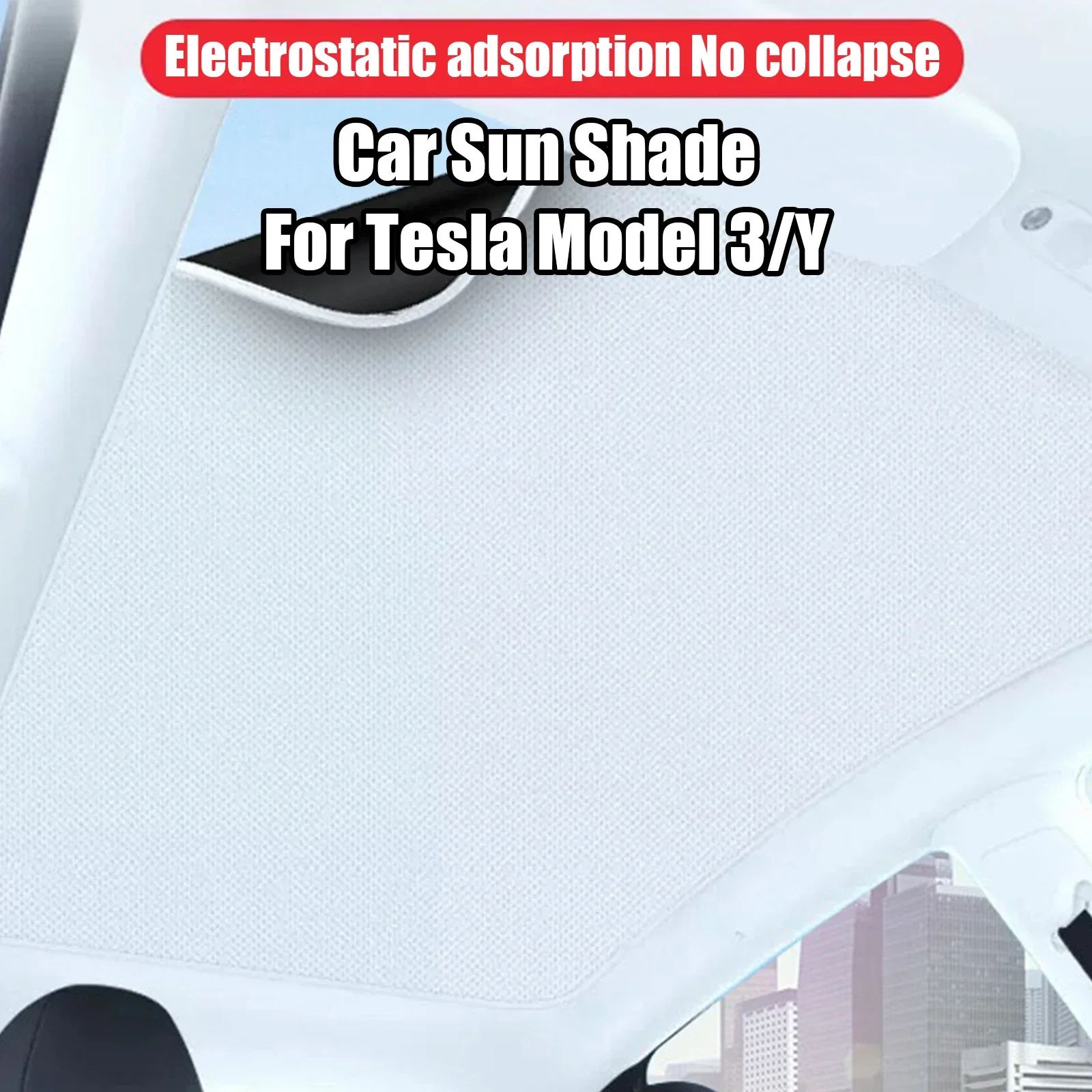 

2PCS For Tesla Model 3/Y Sunroof Sunshade Curtains Car Roof Heat Insulation Electrostatic Adsorption Skylight Sunscreen