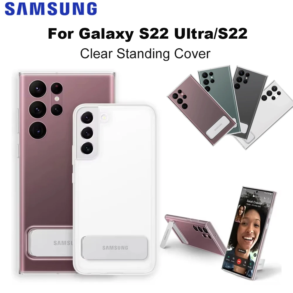 

Оригинальный прозрачный чехол-подставка для Samsung S22 Ultra для Galaxy S22Ultra S22 S22 + прозрачный чехол-подставка со складной подставкой