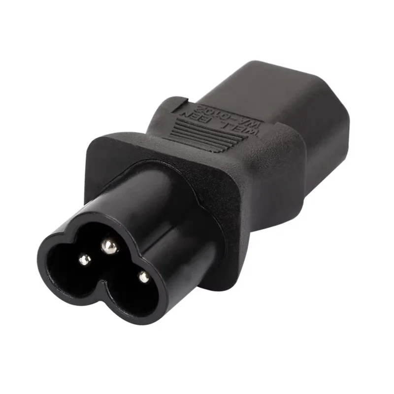 1PCS Zwarte Rechte Elleboog IEC320 C6 Male naar C13 Vrouwelijke Power Adapter Plug C6 Clover Leaf Plug PDU kast Stekker Converter
