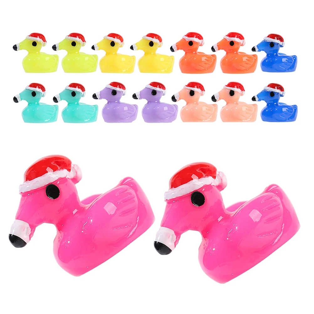 

Miniature Resin Flamingo Figurines Durable Christmas Decor Home Office Yard Crafts Tiny Ducks nament Moss L