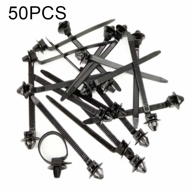 Easy and Effective Cable Management, 50pcs Nylon Tie Wrap Cable Fixed Fasteners Clips, Suitable for All Vehicles
