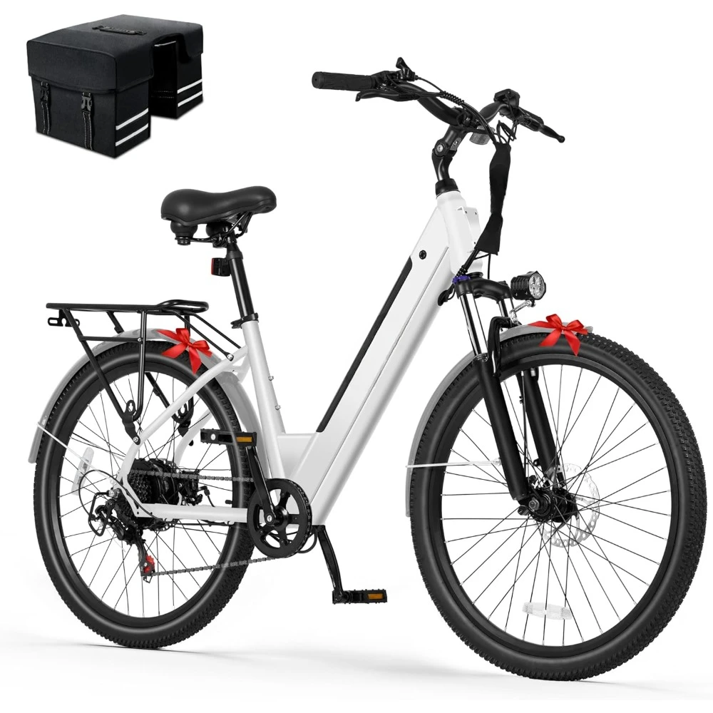 

Electric Bike, 1000W Peak Motor 26" Ebike, Up To 28MPH 65Miles, Electric Commuter Bicycle with Front Suspension, 7-Speed Ebikes