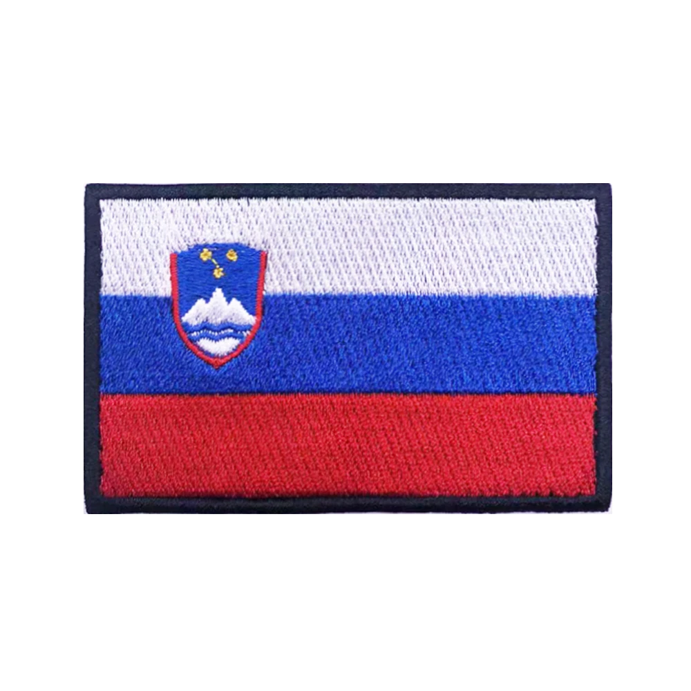 Slovenian Flag Slovenia Patches Armband Embroidered Patch Hook & Loop Iron On Embroidery Badge Military Stripe