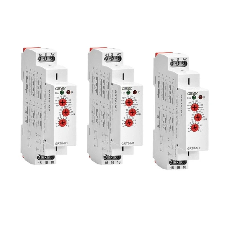 

Promotion! 3X GEYA GRT8-M1 On Off Time Delay Relay 16A AC/DC12V-240V Multifunction Din Rail Automatic Timer Relay