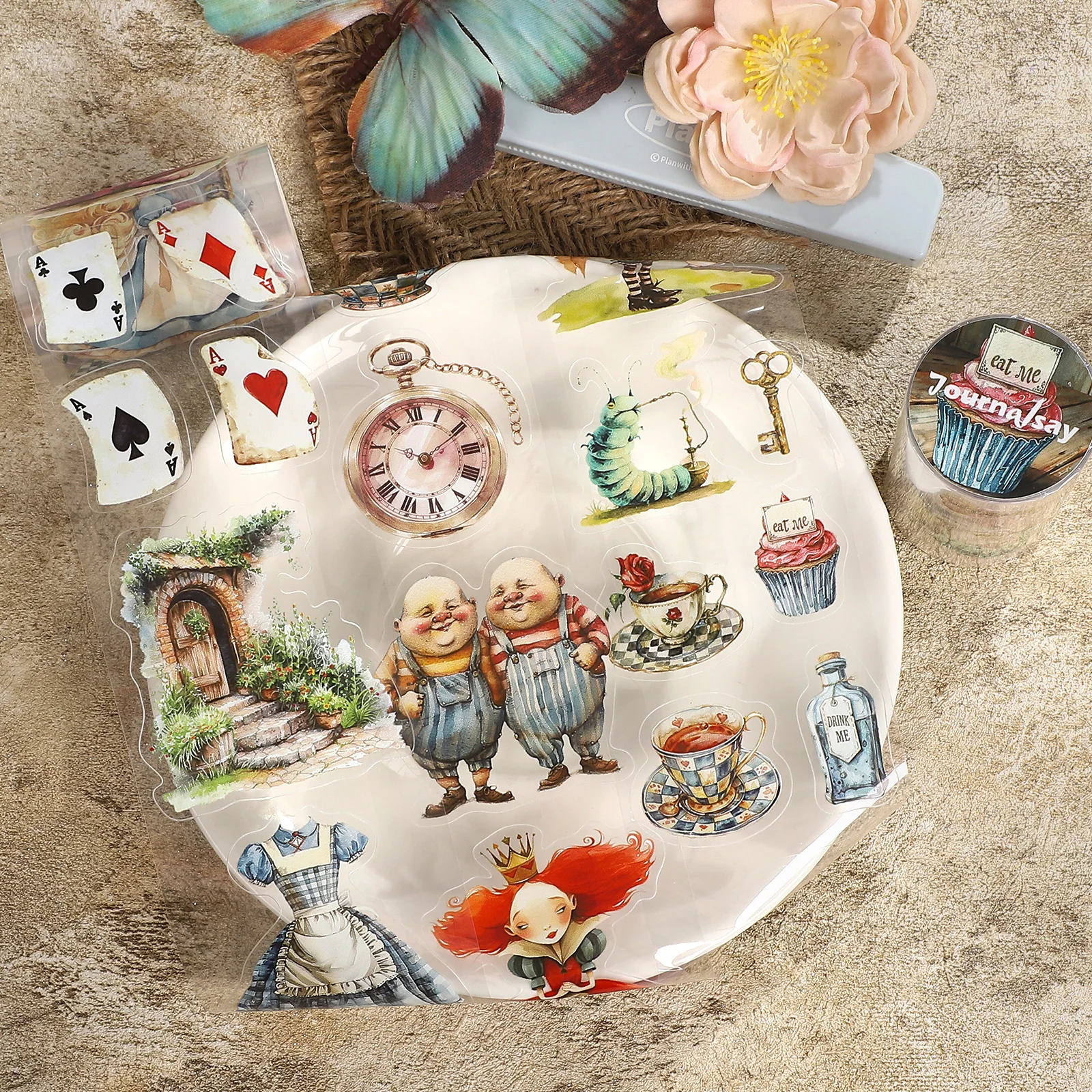 60mm*200cm Vintage Alice's Tea Party Landscape PET Tape Creative DIY Journal Material Collage Scrapbooking Stationery