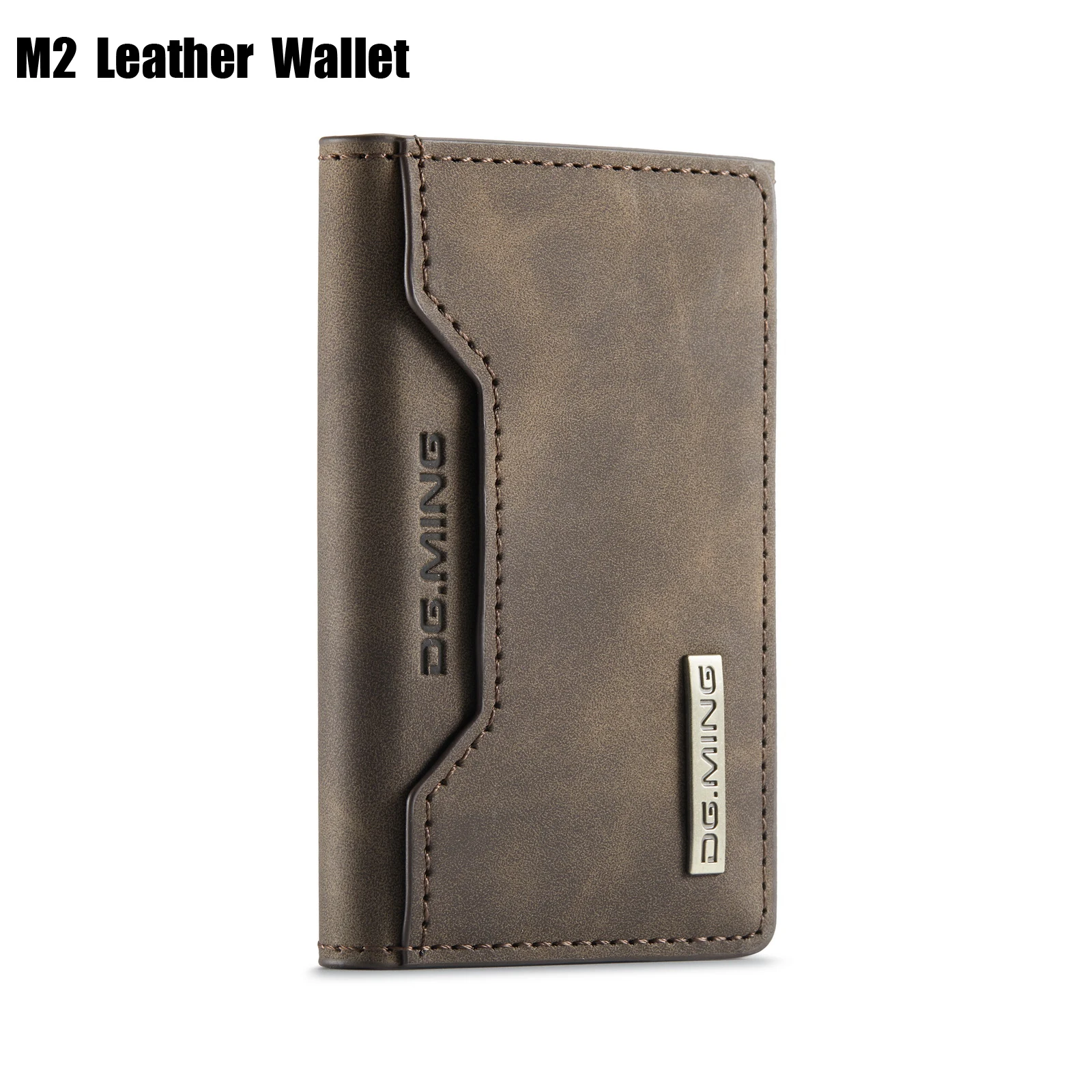 DG.MING M2 Series Portable Card Holder Wallet Trifold Magnetic Buckle Card Bag Vintage Leather Multi Cards Slot Mini Card Bag