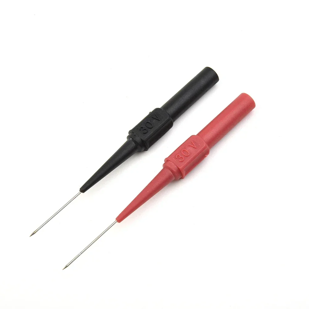 10pcs Insulation Piercing Needle Non-destructive Multimeter Test Probes Measuring Device Red/Black 30V For Banana Plug