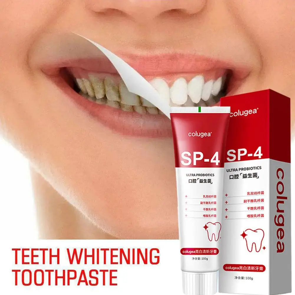 Probiótico Whitening Shark Toothpaste, Dentes branqueamento dentífrico, Impede cuidados respiratórios, Oral fresco, SP-4, 100g