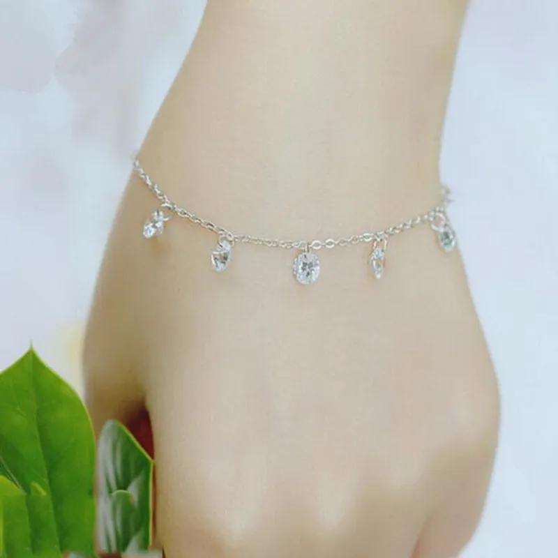 Exquisite Neuerscheinung 925 Sterling Silber Schmuck Atmosphärische Persönlichkeit Handgefertigte Kristall-Zirkon-Armbänder SL002