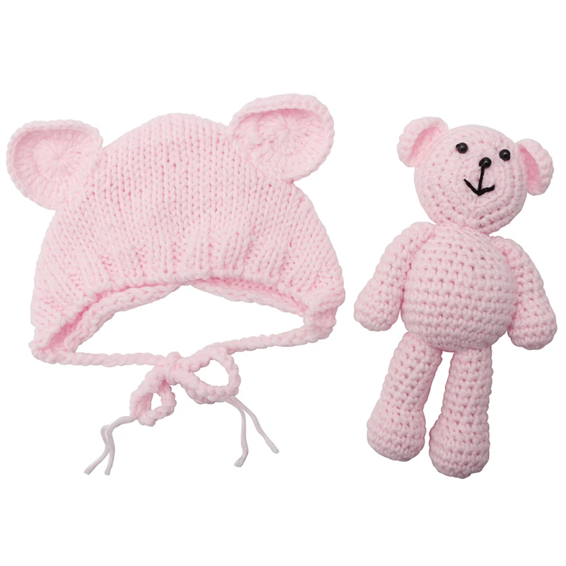 Lovely Babe Born Accesorios Picture Outfits Crochet Hat with Bear Boy / Girl Costume Hat Costume Set 5