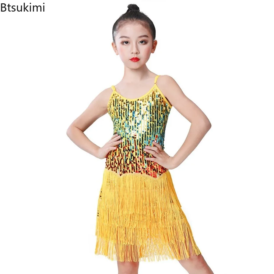 جديد اللاتينية فستان رقص الفتيات ملابس رقص تشا تشا الاطفال التانغو تنورة كرنفال ارتداء Dancewear السالسا ازياء شرابة فستان رقص