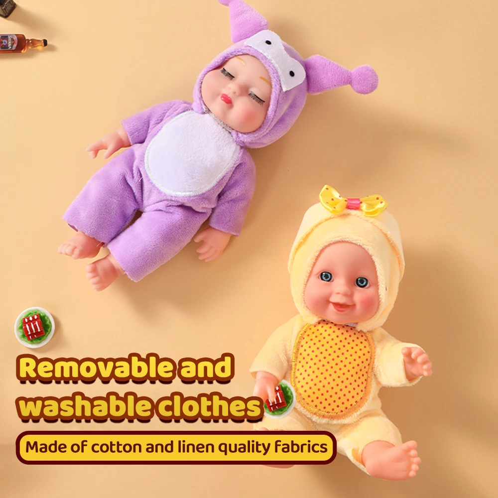 4 件 7.5 Inch Mini Baby Dolls Reborn Lifelike Toys Sleeping Dolls Cute Adorable Realistic Dolls with Crocodile Comfort Toy Gift