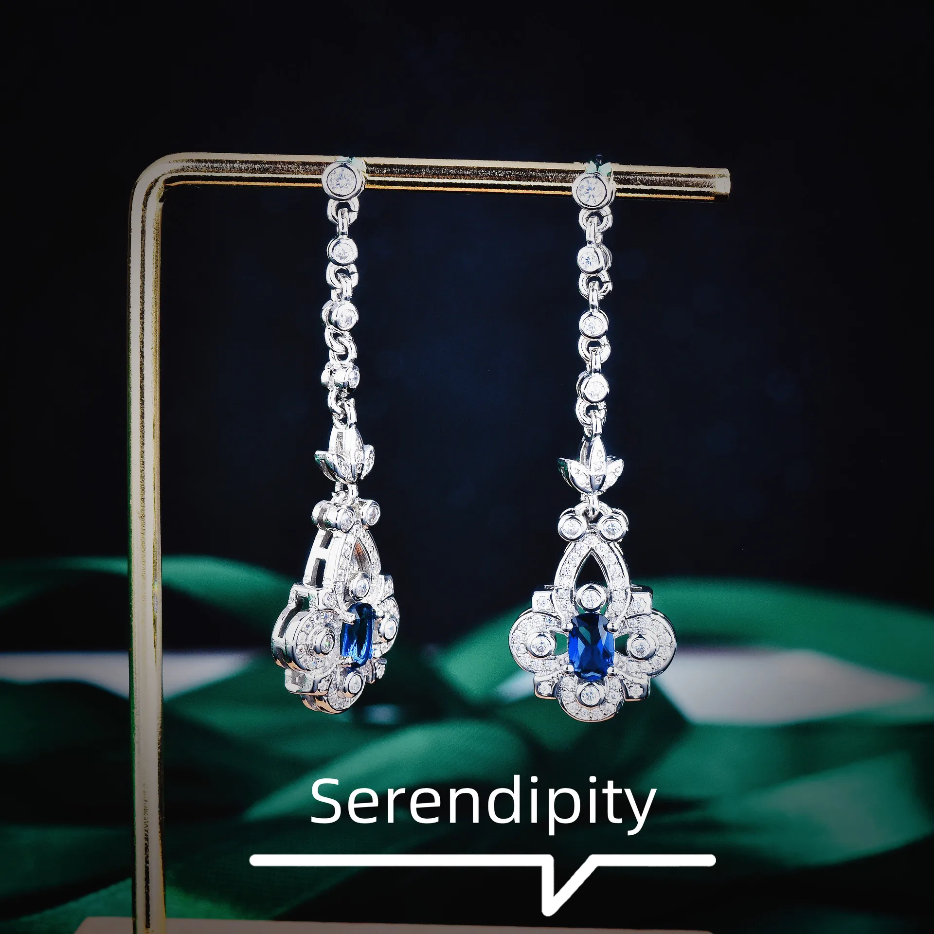 New Elegant Gemstone Drop Earrings for Women Luxury Imitation Sri Lankan Royal Sapphire Earrings Women's Fine Jewelry Gifts