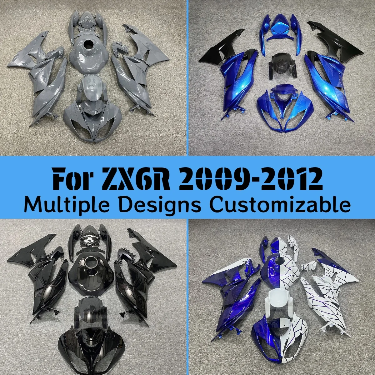 

Полный комплект обтекателей для Kawasaki ZX 6R 2009 2010 2011 2012, ABS кузов мотоцикла, обтекатели для обтекателей ZX6R 09 10 11 12