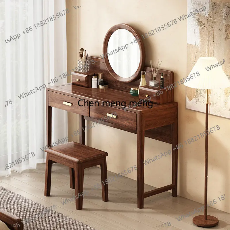Luxury Black Walnut Solid Wood Dressing Table - usage example